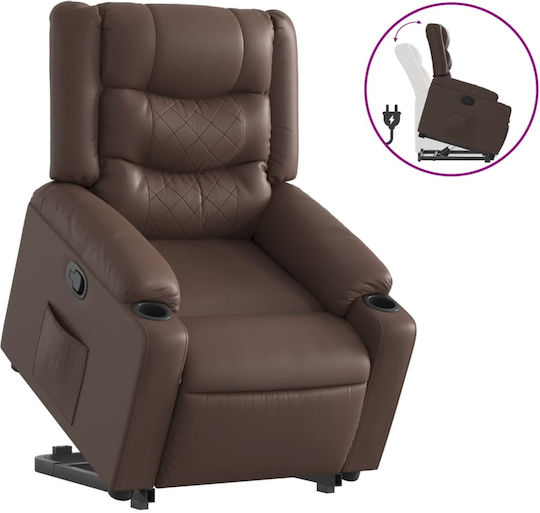 Πολυθρόνα Relax Massage με Υποπόδιο από Δερματίνη Καφέ 77x93x99cm