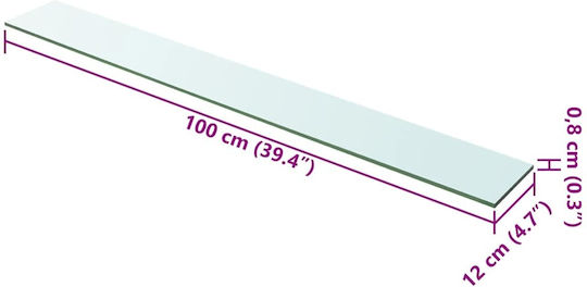 Прозрачен Стенен Рафт 100x12x0.8см