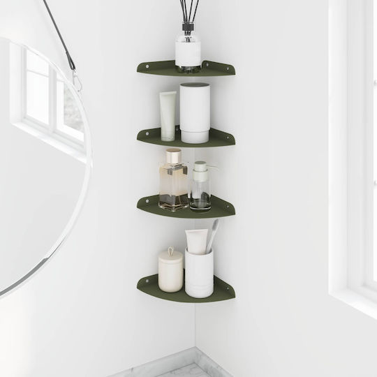Floating Wall Shelves Olive Green Set of 4 Pieces 18x18x2cm
