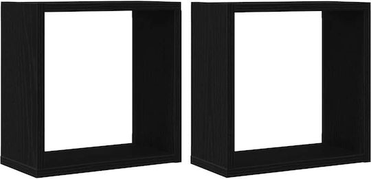 Wandregale Schwarz Eichenholz 2Stücke 30x15x30cm