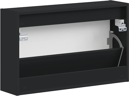 Haarlem Метален Шкаф за Обувки Черен с Накланящи се Рафтове Д71xШ17xВ43cm