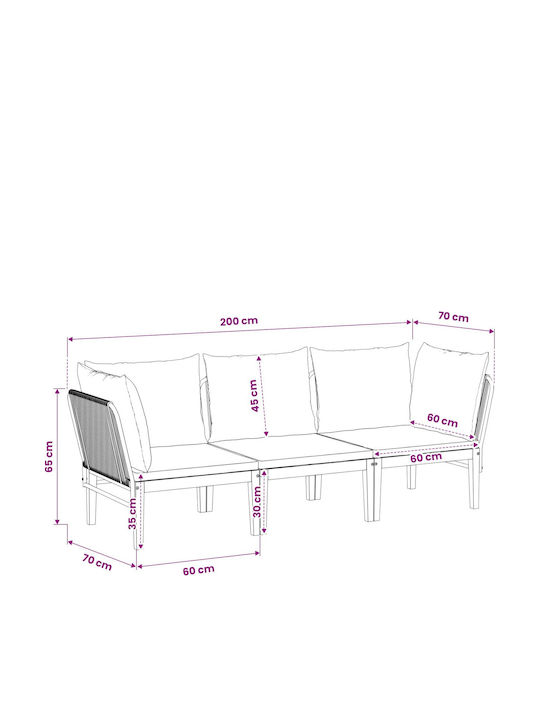 Drei-Sitzer Outdoor-Sofa Hölzernes Mit Kissen