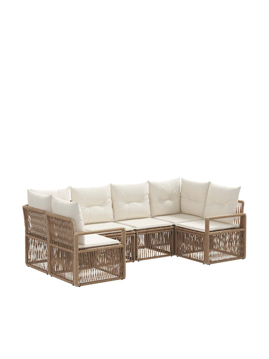 Corner Outdoor Sofa Rattan with Cushions 61x62x70cm