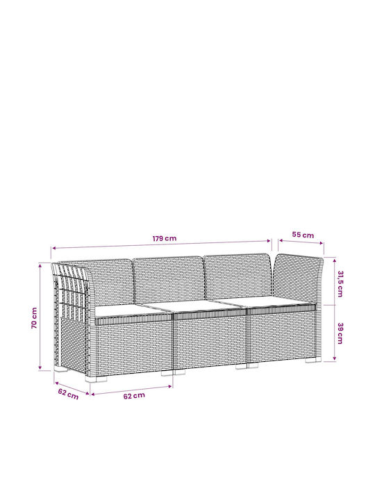 vidaXL Outdoor-Sofa Rattan mit Kissen