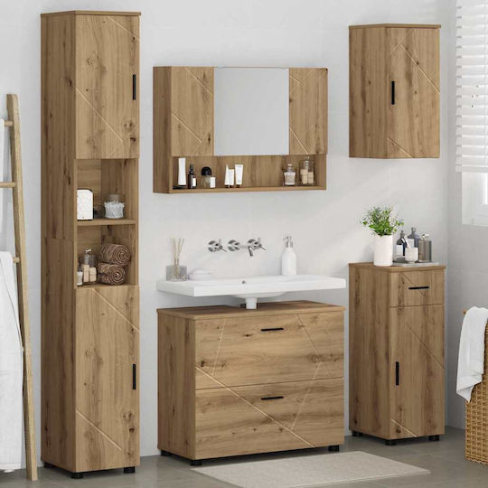 vidaXL Blat cu Lavoar, Oglindă & Coloană L30xW35xH192cm Coffee