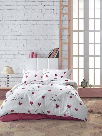 Dimcol Παπλωματοθήκη Υπέρδιπλη 220x240 White-red