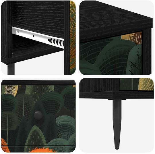 Nachttisch Holz mit Metallbeinen Schwarz 36x33x61cm