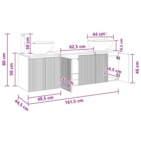 vidaXL Badezimmer Waschtisch-Einheit ohne Waschbecken M49.5xB44.5xH65cm Weiß