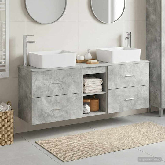 vidaXL Πάγκος χωρίς Νιπτήρα Μ53xΒ34.5xΥ63cm Γκρι Σκυροδέματος