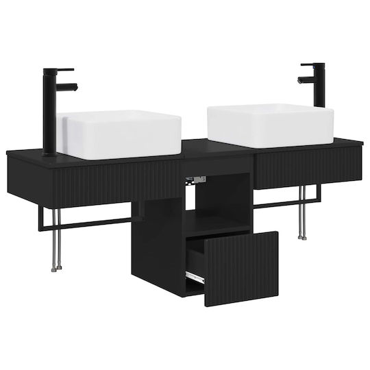 vidaXL Dulap de baie fără lavoar L53xA35xÎ39cm Negru
