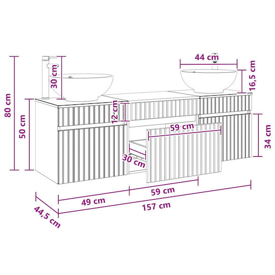 vidaXL Бял Плот без Мивка Ш49xД44.5xВ66.5cm
