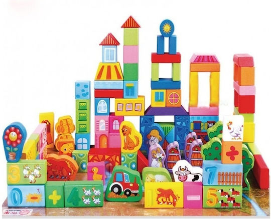 Velve Cuburi de construit educative din lemn pentru 3+ ani 100 buc