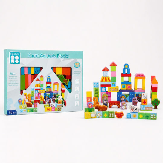 Velve Cuburi de construit educative din lemn pentru 3+ ani 100 buc