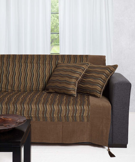 Silk Fashion 602 Wave Throws Set 3 pcs Chenille Olive Green