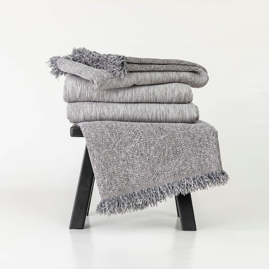 Borea Square Armchair Throw Chenille 180x180cm Gray