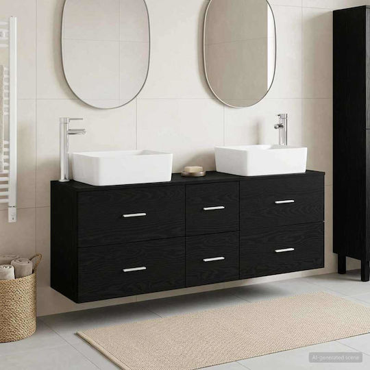 vidaXL Dulap de baie fără lavoar cu oglindă M53xA34.5xÎ63cm Negru