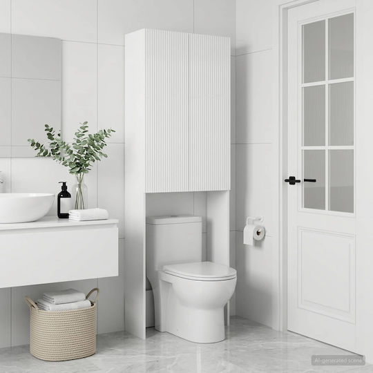 vidaXL Ντουλάπι Μπάνιου 66x25.5x190cm Λευκό