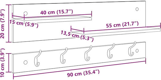 vidaXL Wandhaken 90x36x15cm 1Stück