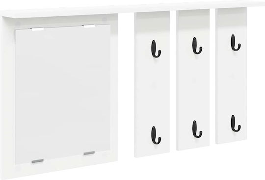 vidaXL Κρεμάστρα Τοίχου Ξύλινη 6 Θέσεων Λευκή 85x10cm
