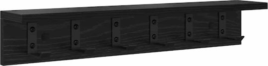 vidaXL Wooden Wall Hanger Black 60x10.5x10.5cm