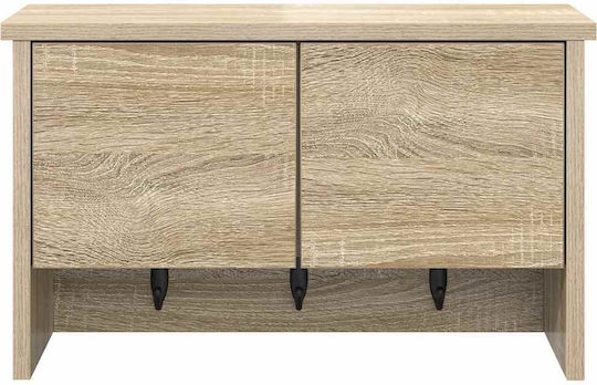 vidaXL Κρεμάστρα Τοίχου Ξύλινη 3 Θέσεων Μπεζ 50x30x20cm