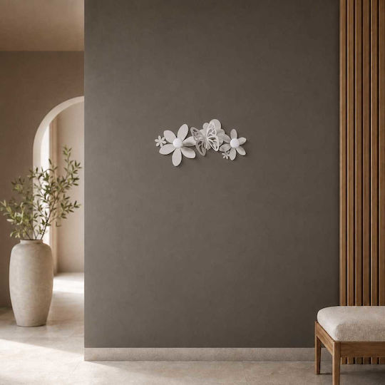 Arti E Mestieri Wall Hanger Sfarfalle Metal 2 Hooks Silver 44x6.5x24cm
