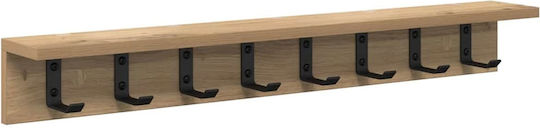 vidaXL Стенна Закачалка Дървена Кафява 80x10.5x10.5см
