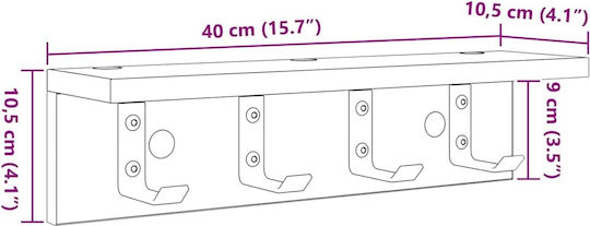 vidaXL Κρεμάστρα Τοίχου Ξύλινη Καφέ 40x10.5x10.5cm