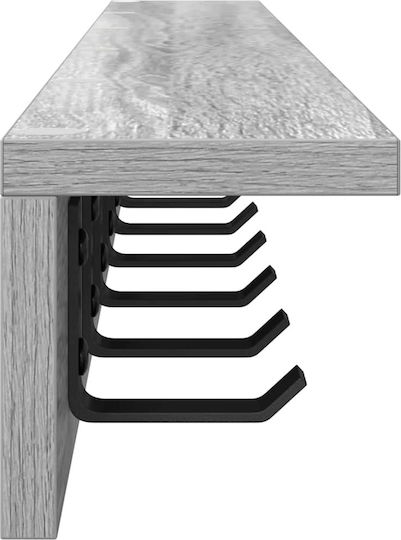 vidaXL Agățătoare De Perete Din Lemn Gri 100x10.5x10.5cm