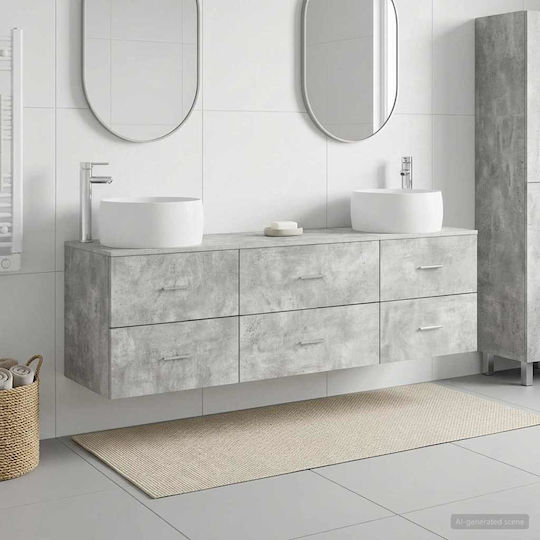 vidaXL Dulap de baie fără lavoar cu oglindă L49.5xA44.5xÎ66cm Gri Beton