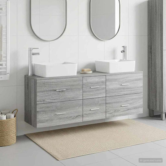 vidaXL Dulap de baie fără lavoar cu oglindă M53xA34.5xÎ63cm Gri Sonoma
