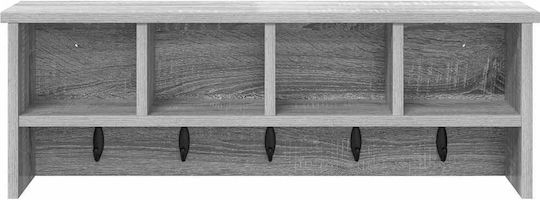 vidaXL Agățătoare De Perete Din Lemn Cu 5 Compartimente Gri 75x26x16cm