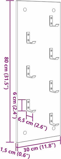 vidaXL Wooden Wall Hanger 5 Hooks White