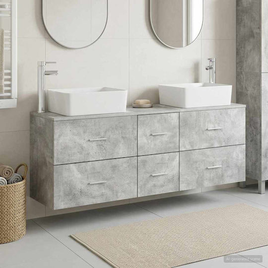 vidaXL Dulap de baie fără lavoar cu oglindă M53xA34.5xÎ63cm Gri Beton