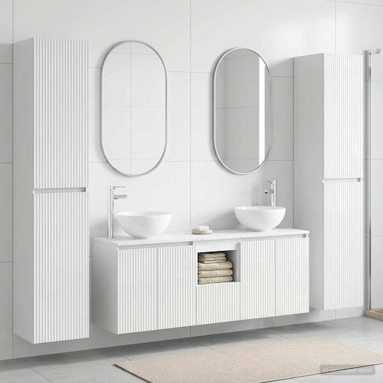 vidaXL Dulap de baie fără lavoar cu oglindă L33xA34.5xÎ160cm Alb
