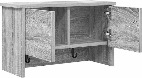 vidaXL Κρεμάστρα Τοίχου Ξύλινη 3 Θέσεων Γκρι 50x30x20cm