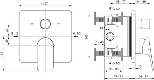 Ideal Standard Built-in Faucet Mixer for Shower 2 Exits Silver