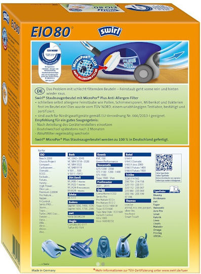 Swirl EIO 80 Plus Sac Aspirator 4buc Universal