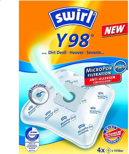 Swirl Y98 Vacuum Cleaner Bags 4pcs Compatible with Vacuum Cleaner Hoover / Severin / Dirt Devil