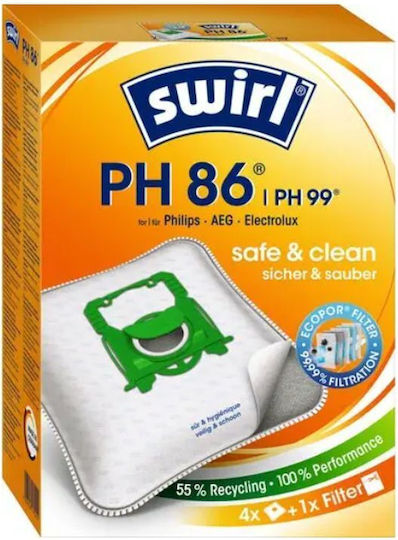 Swirl Vacuum Cleaner Bags 4pcs Compatible with Vacuum Cleaner Philips / AEG