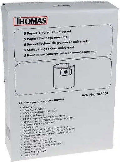 Thomas 787101 Vacuum Cleaner Bags 5pcs Compatible with Thomas Vacuum Cleaners