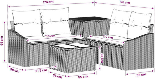 Set Camera De Zi Exterior 6 Piese Negru Cu Perne
