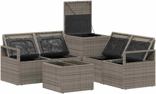 Set Camera De Zi Exterior 6 Piese Gri Și Gri Închis Cu Perne