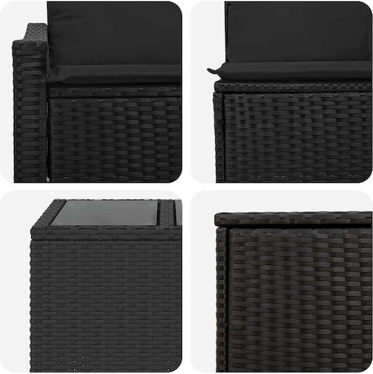 Set Camera De Zi Exterior 6 Piese Negru Cu Perne