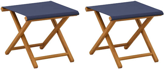Wooden Outdoor Chair Blue with Cushion 2 Pieces 41x42x36.5 cm