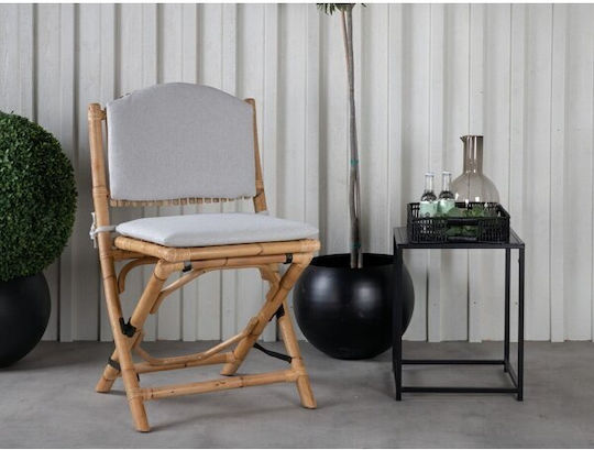 Outdoor Armchair Wooden Mernolu 101 Light Wood Color with Cushion 54x63x93cm