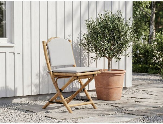 Outdoor Armchair Wooden Mernolu 101 Light Wood Color with Cushion 54x63x93cm