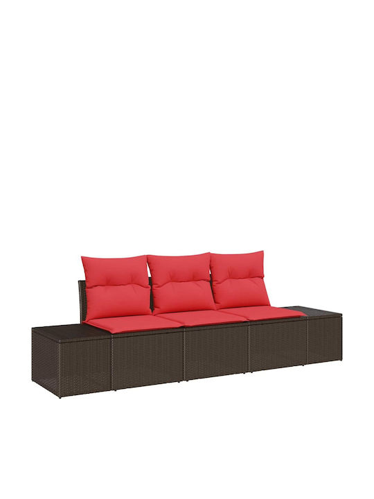 Canapea Trei Locuri De Exterior Din Rattan Cu Perne