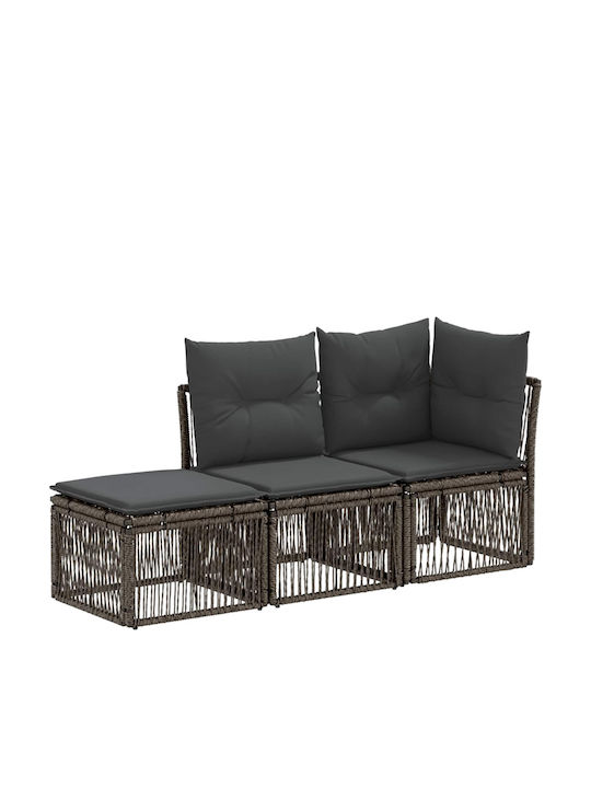 Three-Seater Outdoor Rattan Sofa With Cushions 62x62x70cm