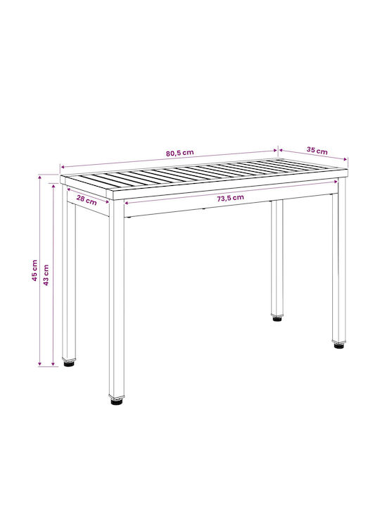 Outdoor Wooden Bench 80.5x35x45cm